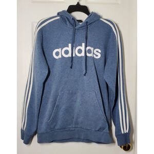 Adidas Men’s M Blue Hoodie Pullover 3‑Stripes Logo Sweatshirt Kangaroo Pocket